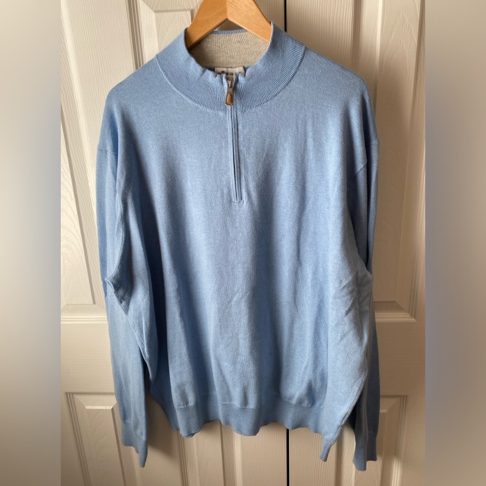 Peter Millar Light Blue Zip Up Sweater